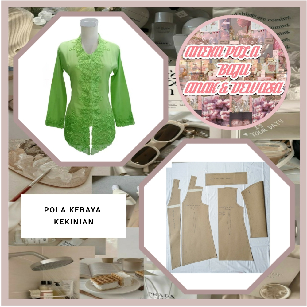 Pola Kebaya Kekinian | Pola Instan Kebaya Kekinian | Pola Jiplak | Pola Jahit |