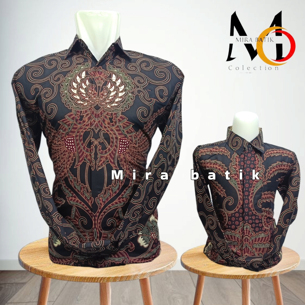 batik iwan tirta couple ayah anak / batik ayah anak hitam moderen iwan tirta original mira batik col