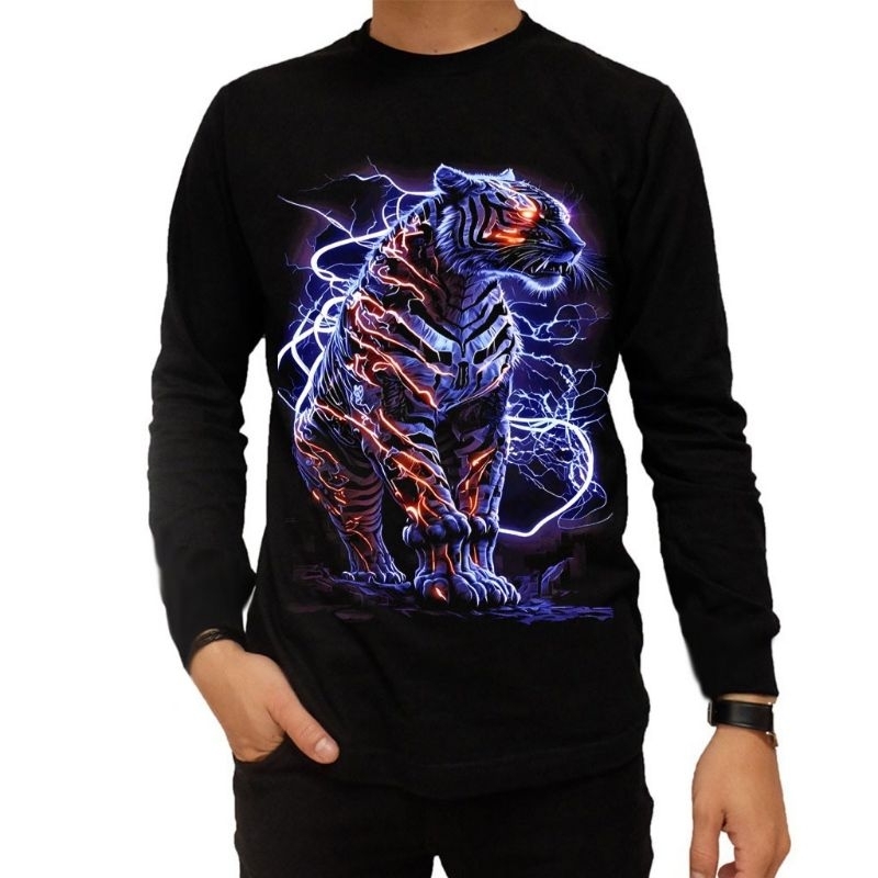 Kaos Distro Pria Lengan Panjang Macan Putih Keren Terbaru Baju Pria Kekinian Termurah Terlaris Tshir