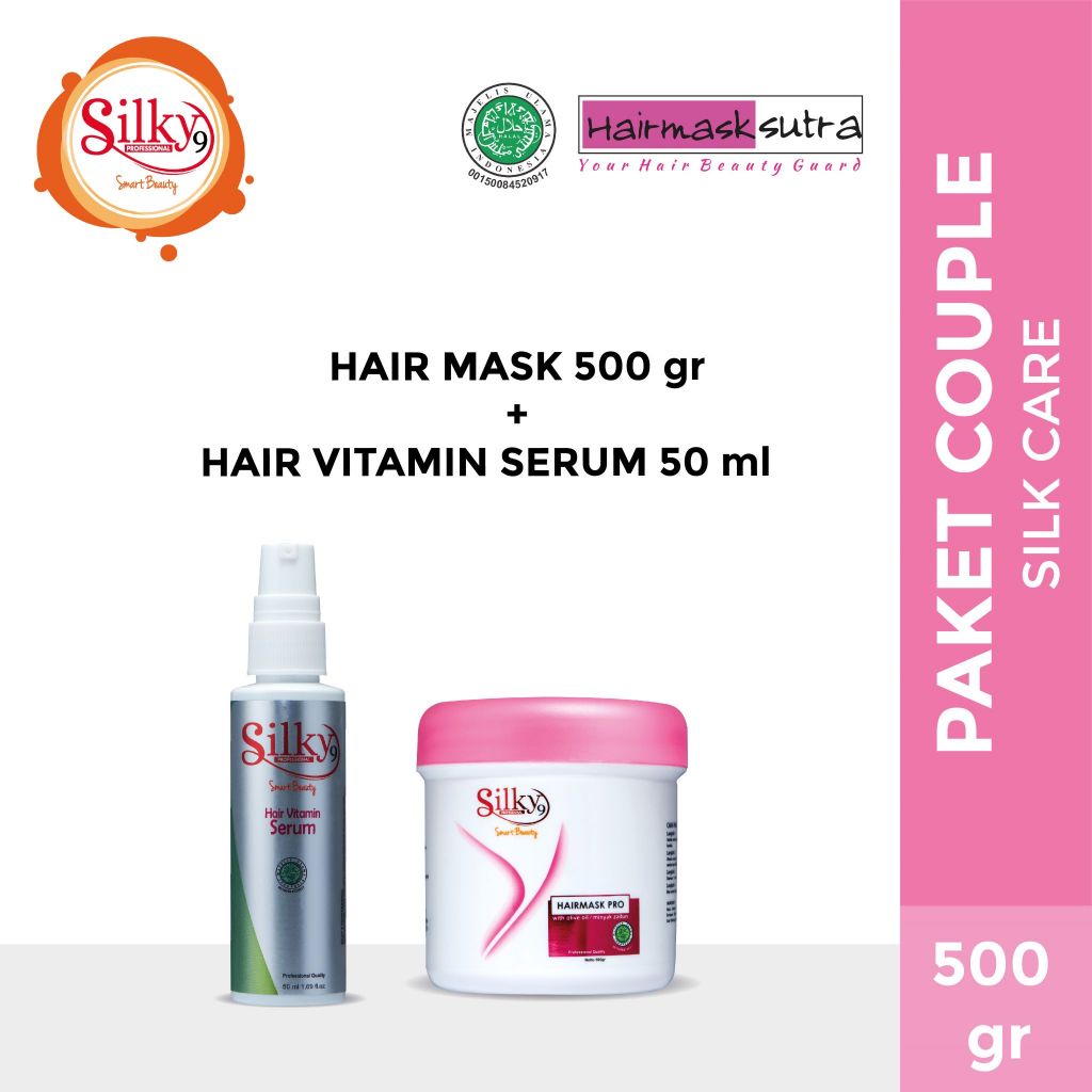 Silky9 Pro Mask Sutra paket Couple (Hairmask Pro 500ml + Hair vitamin 50ml)