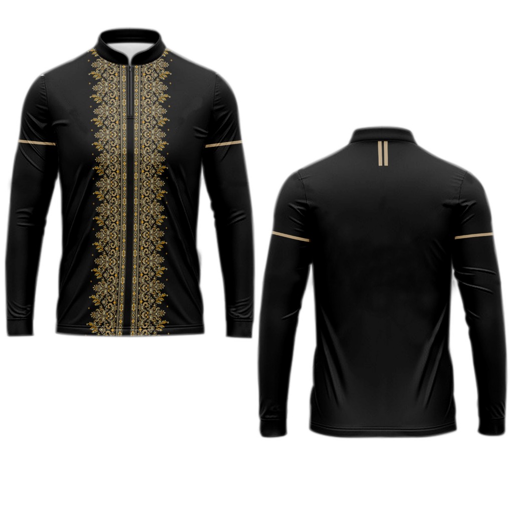Baju koko muslim/ Hitam 01/Kaos pria Dewasa jersey/motif full printing/panjang&Pendek terbaru/super 