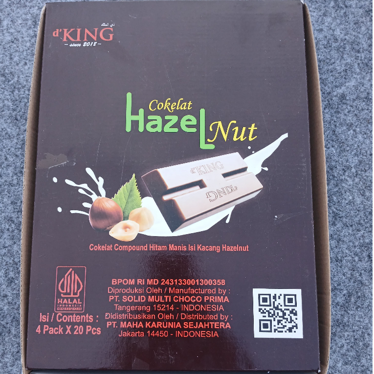 

d'KING Coklat Hazel Nut (Dus) isi 4pack @80pcs/Makanan Coklat