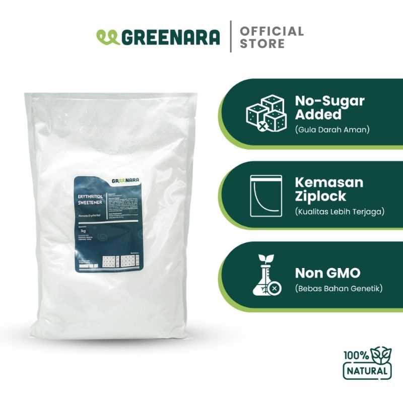 

Greenara - Pemanis Erythritol 1kg / Erythritol Natural Sweetener