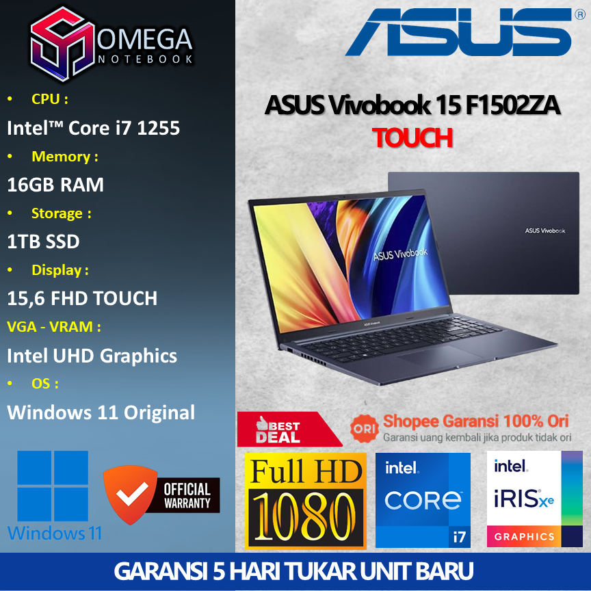 ASUS VIVOBOOK 15 F1502ZA TOUCH i7 1255 16GB 1TB iRis Xe 15,6 FHD Windows 11