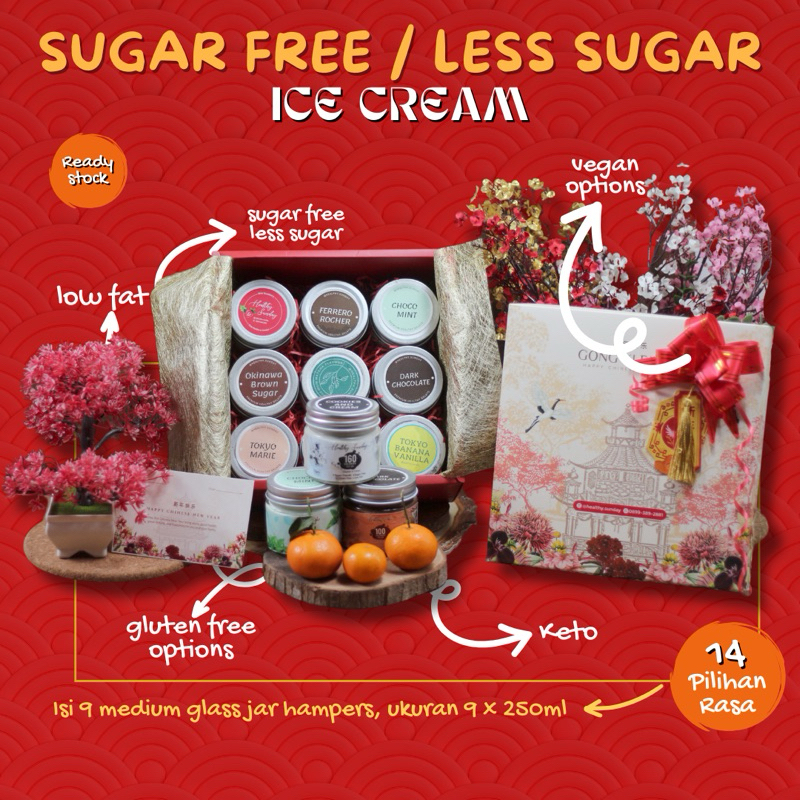 

READY STOCK KADO CHINESE BEW YEAR (CNY) HEALTHY ICE CREAM ISI 9 MEDIUM GLASS JAR. BANDUNG