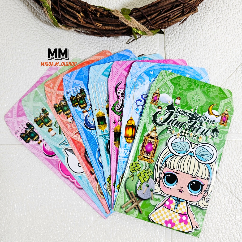 

50 PCS AMPLOP / ANGPAU LEBARAN GAMBAR KARTUN SERI H UKURAN MEDIUM AMPLOP KARAKTER LUCU MURAH