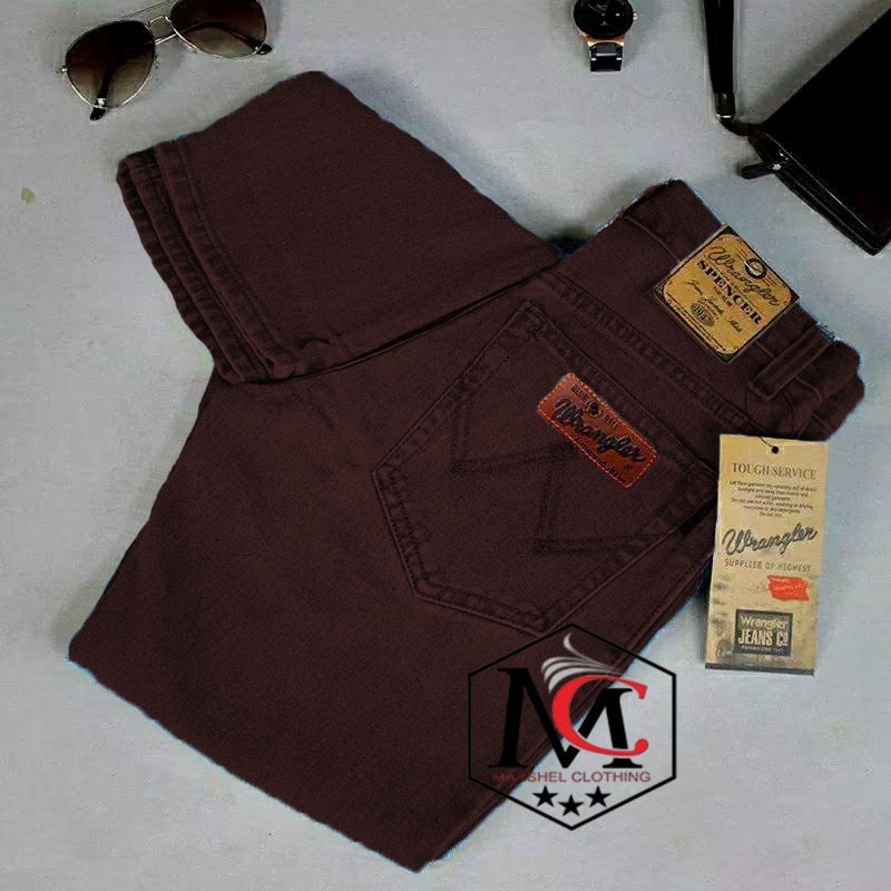 Celana Jeans Coklat Panjang Pria Standar Wrang'ler / Celana Jeans Cowok Standar Reguler ( 28-38 )
