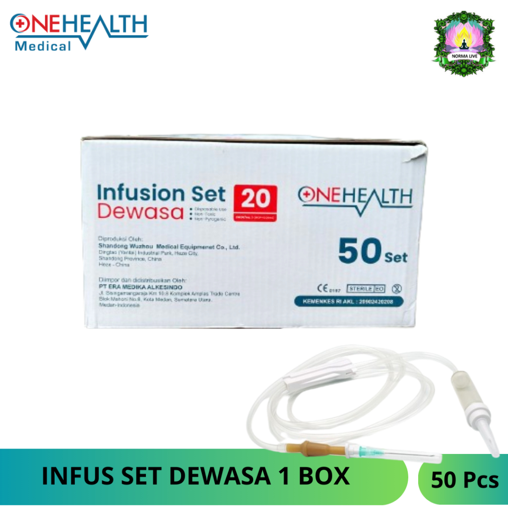 Onehealth Infus Set Anak Dewasa Infusion Lengkap Aboket Infus Adult 1 Box isi 50 pcs