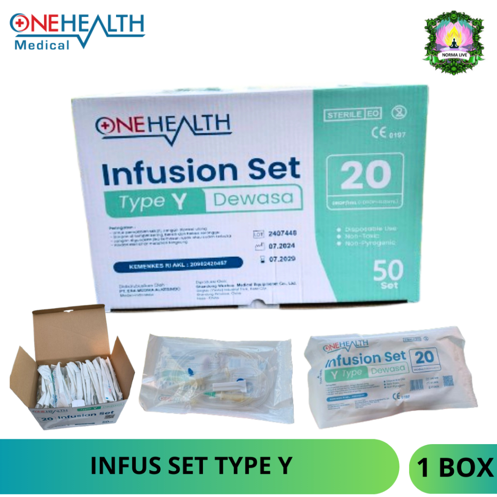 Onehealth Infus Set Type Y Anak Dewasa Infusion Lengkap Aboket infus Adult Child 20drop/1ml 1 Box is
