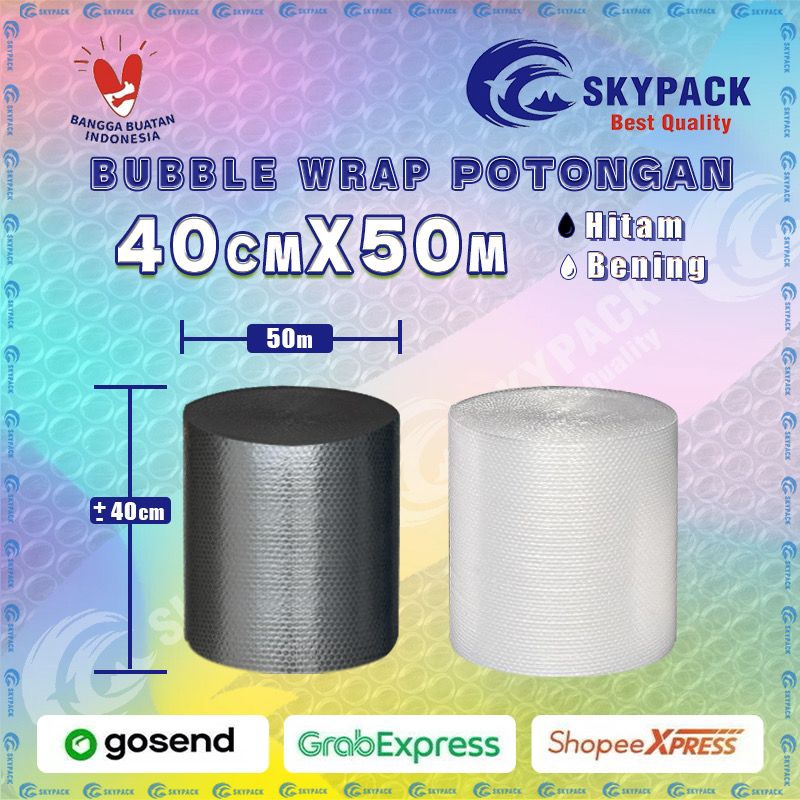 

SKYPACK Bubble Wrap 40cm x 50meter Plastik Gelembung Packing Online Shop Warna Bubel Hitam/Bening