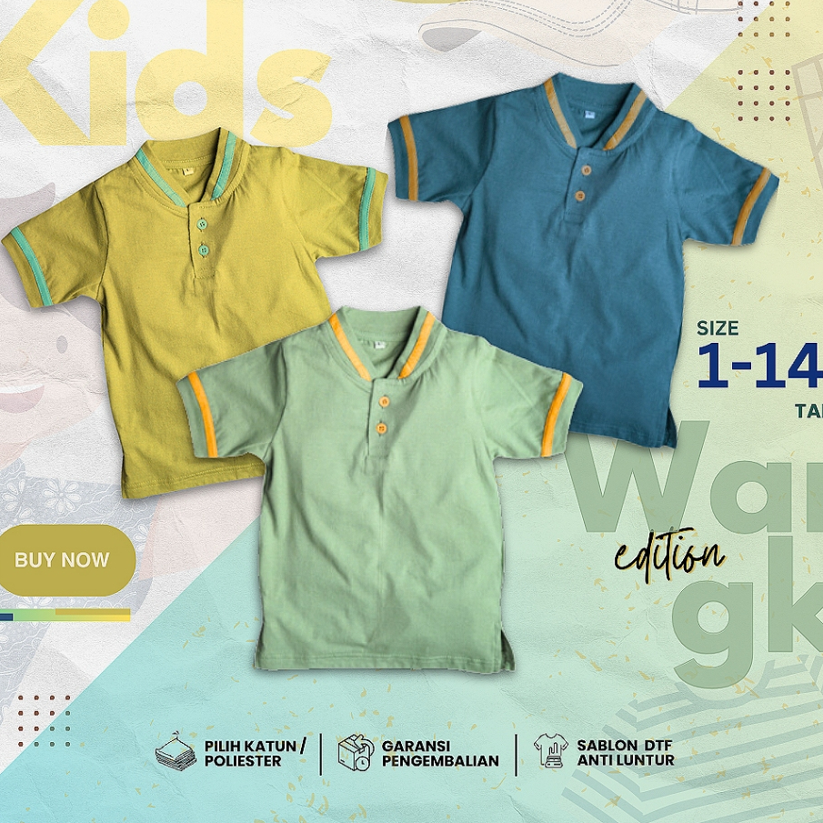Kaos Baju Polo Wangki Anak Laki-Laki Bahan Katun Premium Usia 1-14 Tahun