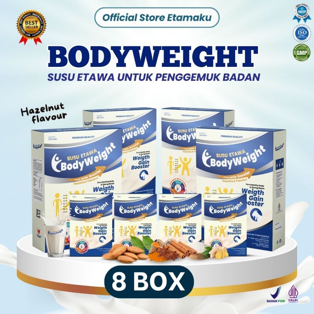 

BODYWEIGHT Susu Etawa Penambah Berat Badan dengan Whey Protein Untuk Menambah Nafsu Makan dan Masa Otot 8 Box