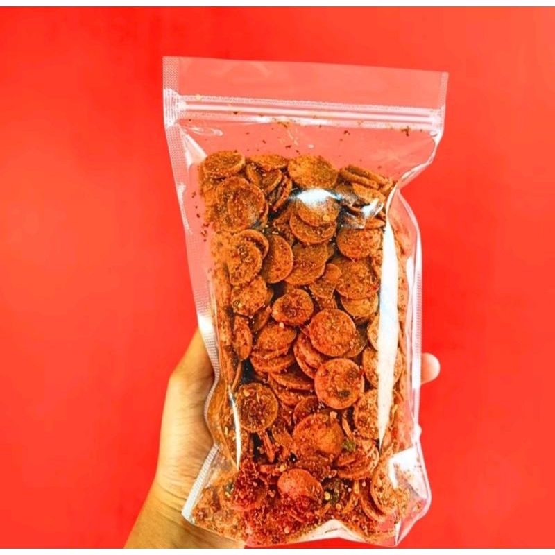 

Kripik Sosreng Sosis Goreng Pedas Daun Jeruk Cikruh / Sosreng Viral