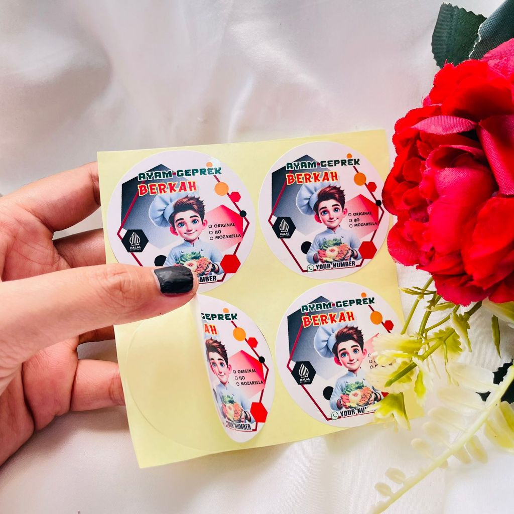 

2-4 Ready Stiker Makanan Ayam Geprek Label Box Kardus Catering Sticker Fried Chiken Free Desain