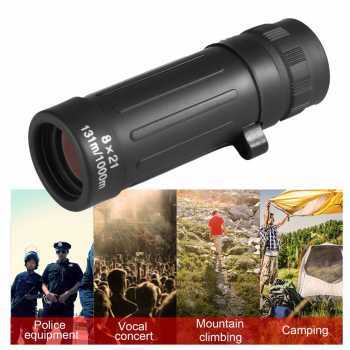 Teropong Telescope  Compact Hunting Monocular Telescope Zoom  8 x 21 Zoom - Black