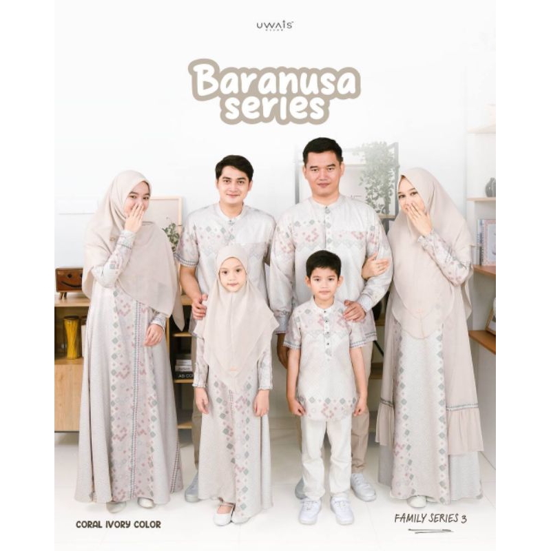 UWAIS HIJAB Baranusa Series Family 3 // Coral Ivory // Sarimbit 2025