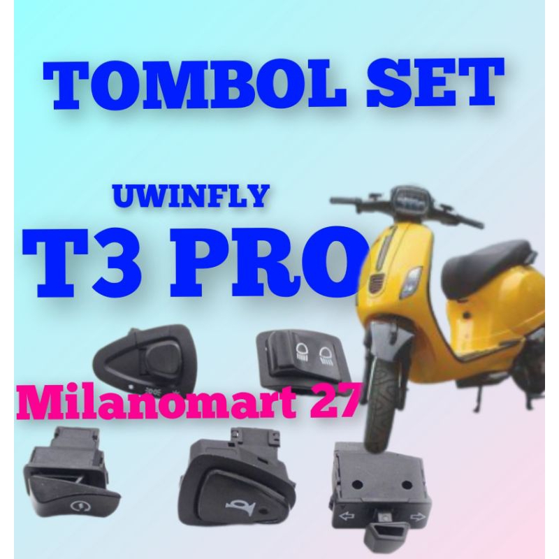 Saklar Tombol Set t3 pro Starter  Lampu Dimmer Sein Sen Klakson On Off 5Pcs/Set  motor listrik molis