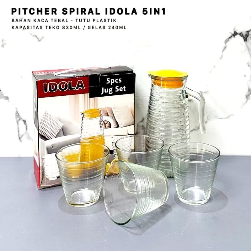 TEKO KACA CANGKIR KACA SET / WATER JUG SET HC / Idola