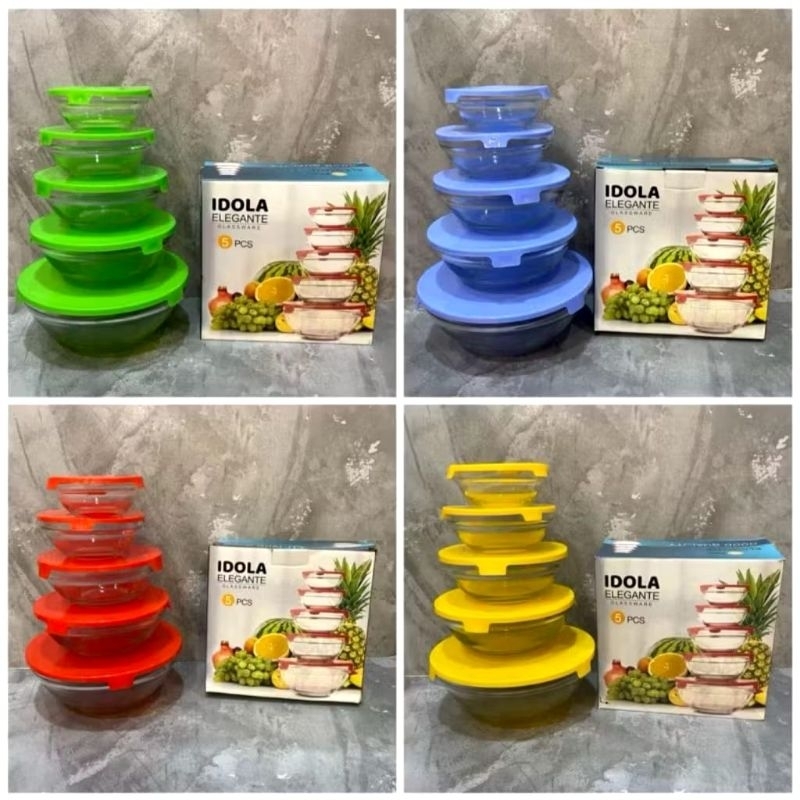 Mangkok kaca Set 5 pcs / Mangkok beranak / Mangkok susun