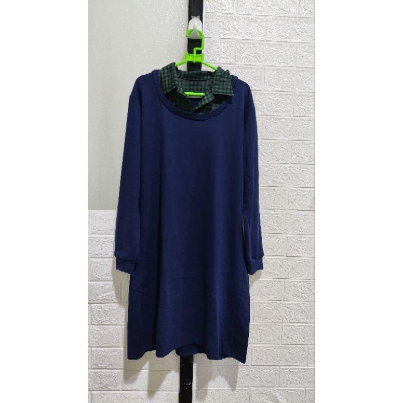 Dress Terusan Kemeja Sweater Wanita (Preloved)