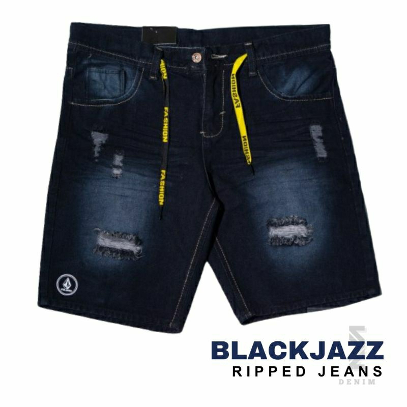 Celana Pendek Sobek Jeans Pria Hitam Premium Celana Jeans Sobek Termurah Pria Terlaris