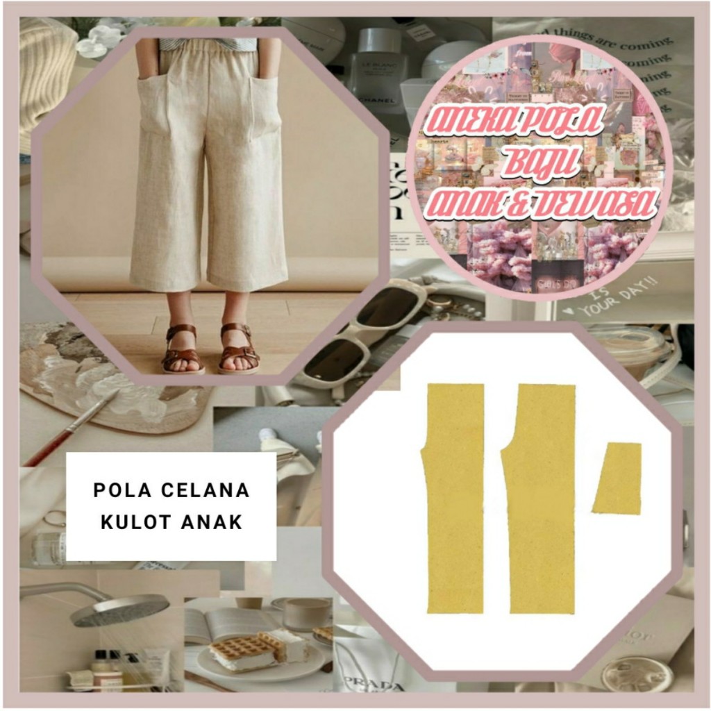 Pola Celana Kulot Anak Perempuan | Pola Instan Kulot Anak Perempuan | Pola Jiplak | Pola Jahit |