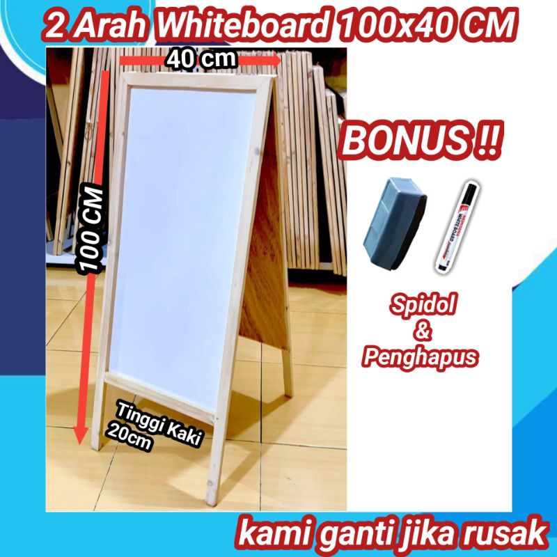 

Papan Tulis Whiteboard 2 Arah 40x100cm (Bonus Spidol + Penghapus)
