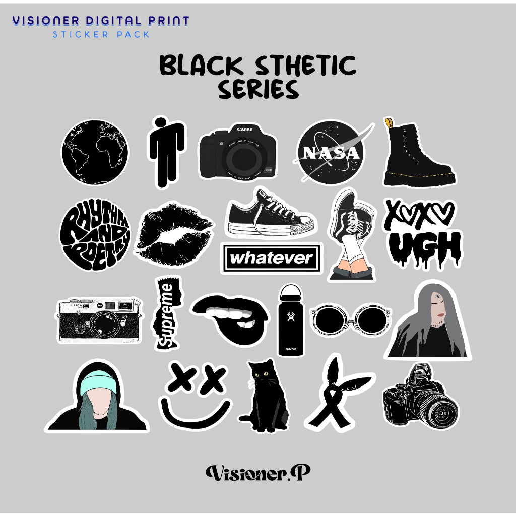 

Paket Stiker BLACK STHETIC SERIES untuk Laptop, HP, Tumblr, dan koper - dll