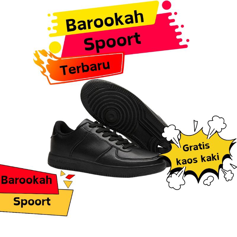 Sepatu Sneaker Pria Wanita Casual Hitam Polos - Nyaman & Stylish