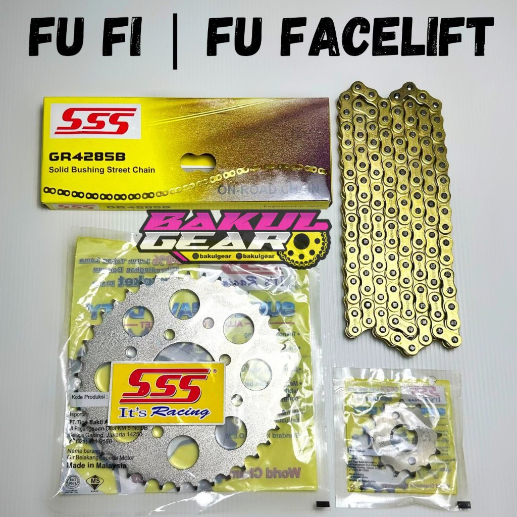 Gear Set SSS Satria Fu Facelift Injeksi FUFI New Fu Barong 150 Rantai SSS 428 gold