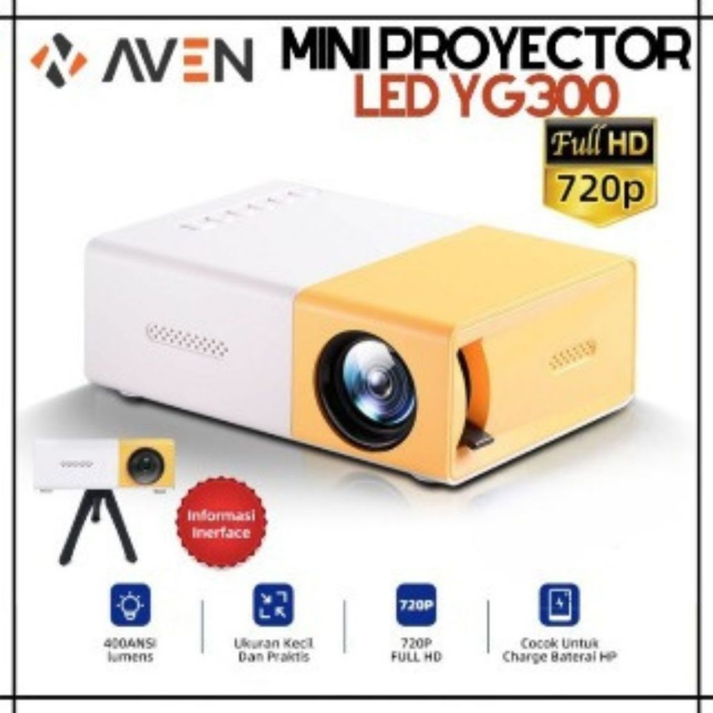 AVEN Proyektor Mini YG300 Pembesar Layar Portable Projector TV Bioskop