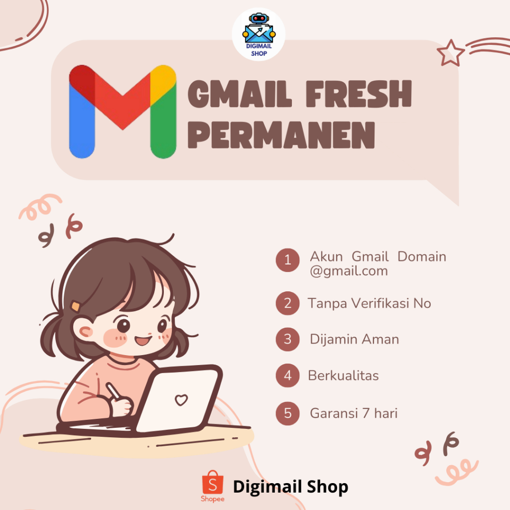 Gmail Termurah Jamin Original Pakai domain@gmail.Com Bergaransi Best Quality No Otp Fresh Berkualita