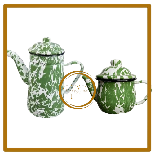 Teko Eskan Mug Burik Blirik TIMBANGAN / Teko Mug Enamel / Teko cebol blirik jadul / Teko Mug Hijau/ 