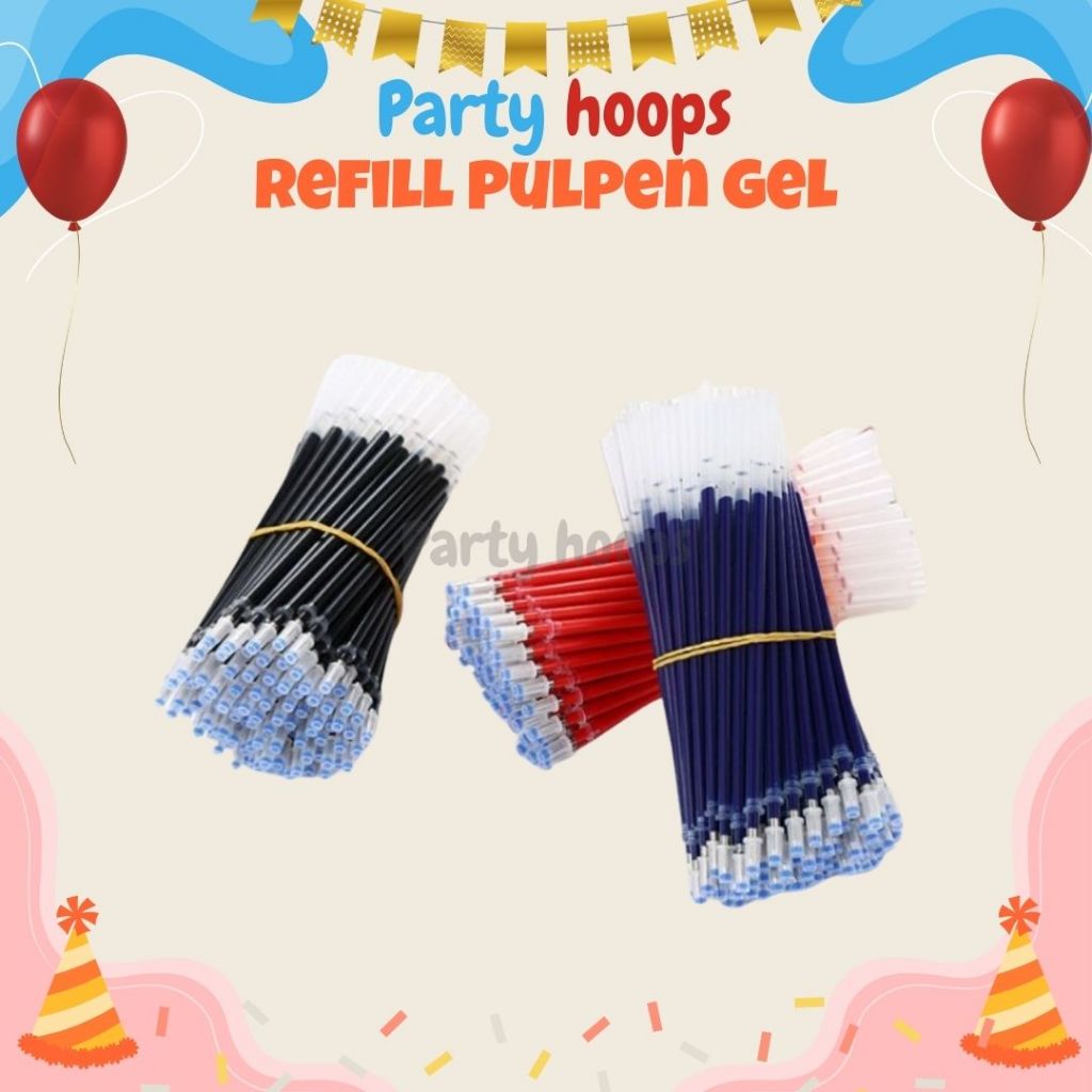 

1pcs Refill Tinta Pulpen Gel 0.5mm Isi Ulang Tinta Pulpen Pena Warna Biru Hitam Merah Partyhoops