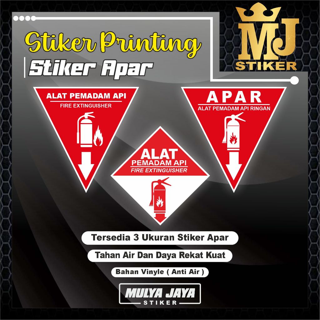 

Promo Mulya Jaya Stiker Apar / Stiker Alat Pemadam / Rambu Kebakaran / Segitiga Alat Pemadam / Stiker Segitiga Apar / bahan Vinyle Anti Air