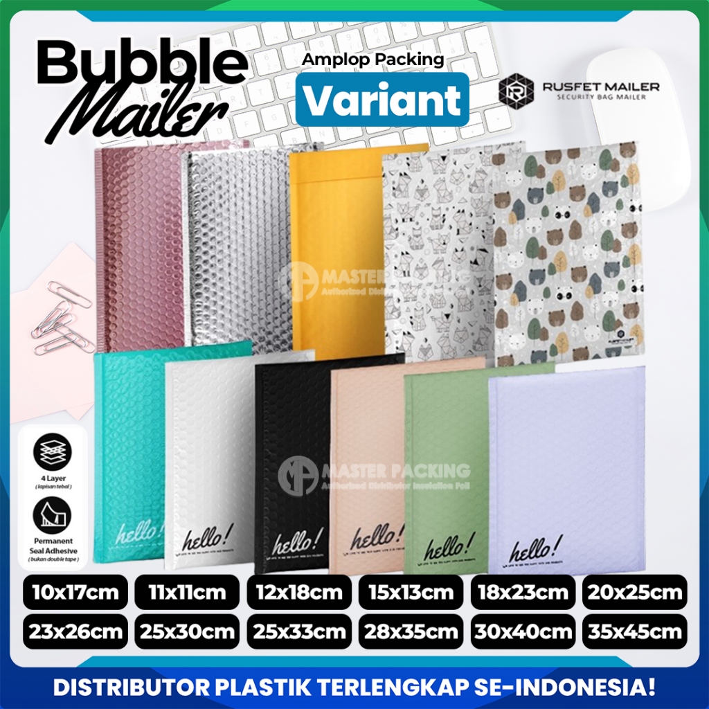 

Amplop Security Bubble Mailer Glossy Premium Solid Color Merek Rusfet Harga Ecer Satuan