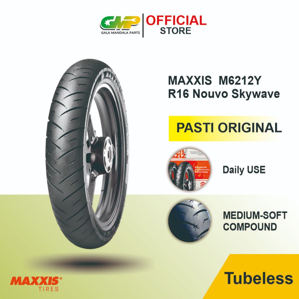 Maxxis M6212Y Ban Luar Tubeless Motor Nouvo Skywave 80/90 90/80 Ring16 Matic