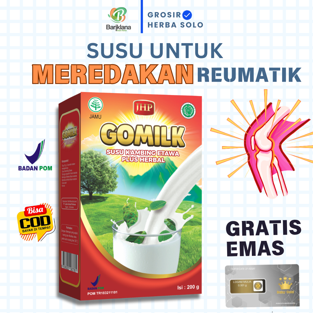 

[ BISA COD + GARANSI ] [ BELI 1 GRATIS GELAS CANTIK ] [ BELI 2 GRATIS EMAS ] Gomilk Susu Kambing Etawa Plus Herbal Susu untuk Meredakan Reumatik