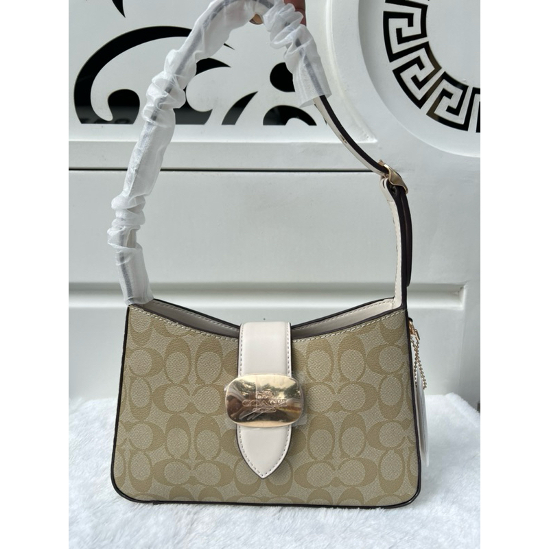 NEW Tas Selempang Wanita Coach Eliza Signature Cream White Shoulder Bag Branded 1:1