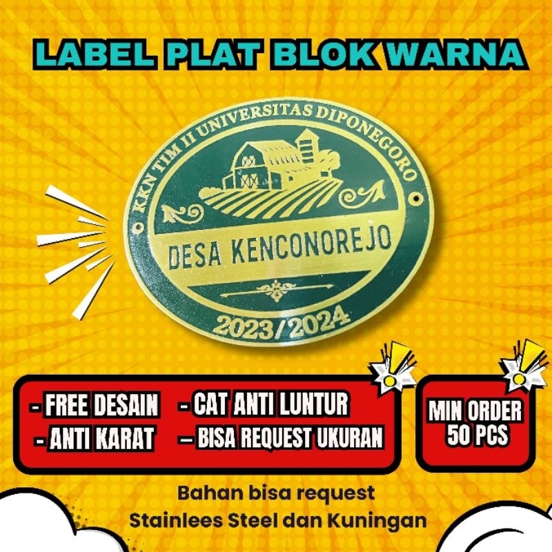 Plat logo custom baju celana hijab