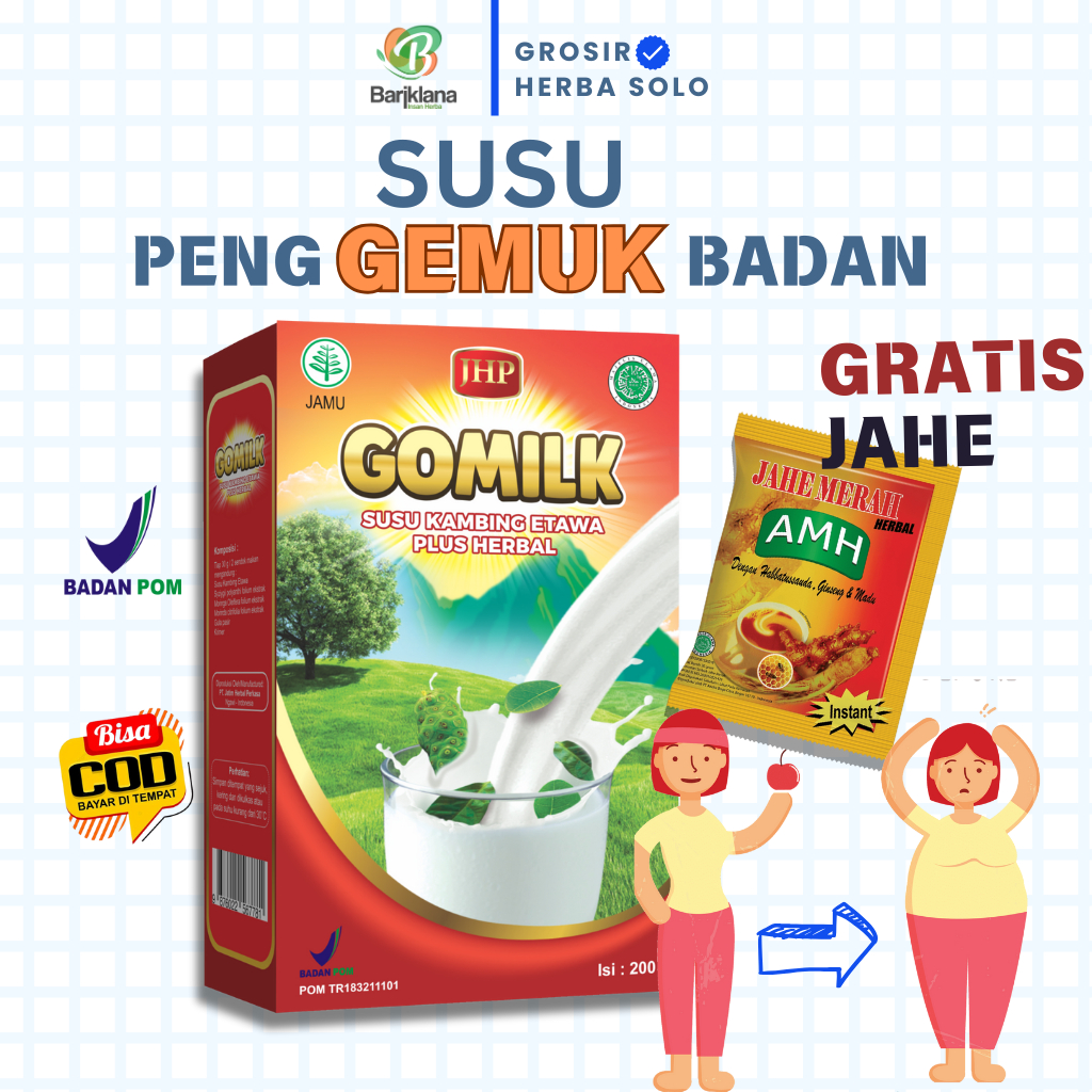 

[ 1 BOX GRATIS JAHE ] GOMILK Susu Kambing Etawa Plus Herbal Nutrisi Penambah Nafsu Makan dan Penambah Berat Badan Netto 200 gr