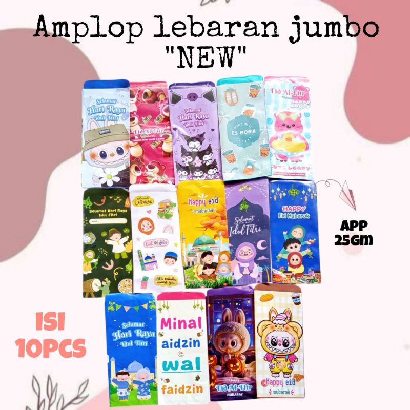 

Amplop Lebaran JUMBO NEW /app 85 glossy motif cantik/isi 10pcs