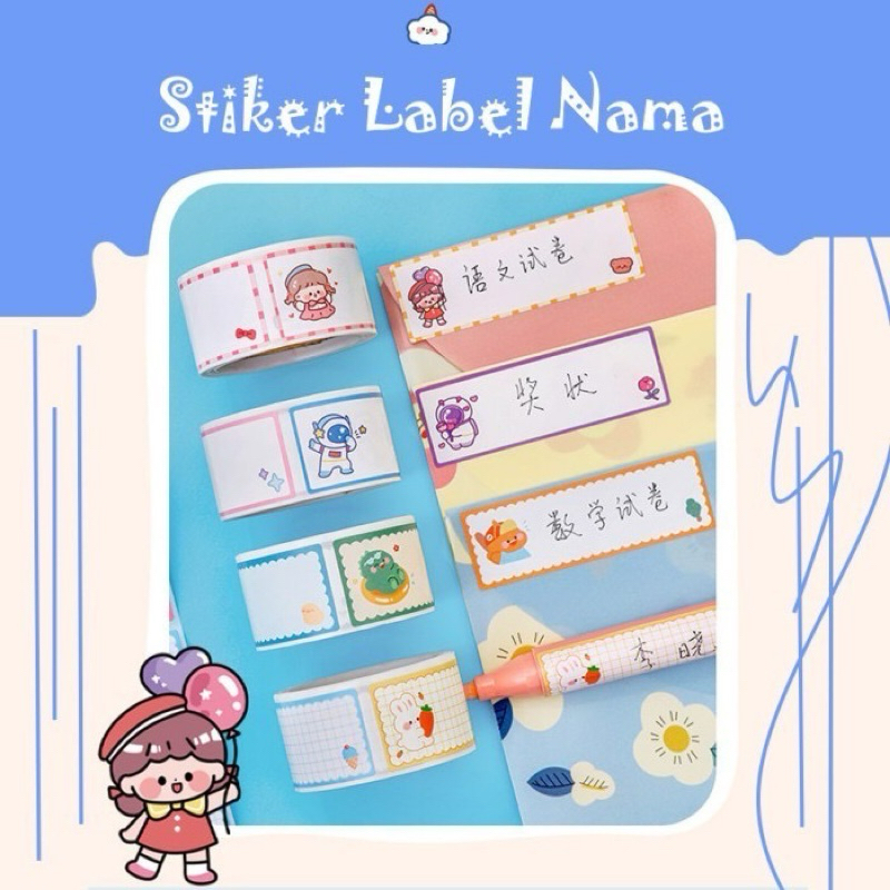 

[ 1 ROLL = 60 STICKER ] STICKER LABEL NAMA ANAK SEKOLAH / STICKER NAMA / STICKER MOTIF KARTUN / STICKER ROLL / STICKER BUKU TULIS