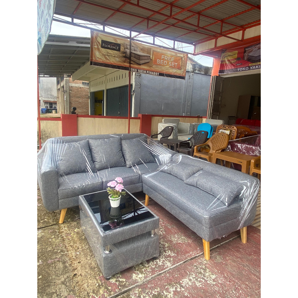 Sofa L sudut retro/Sofa minimalis/Sofa canvas