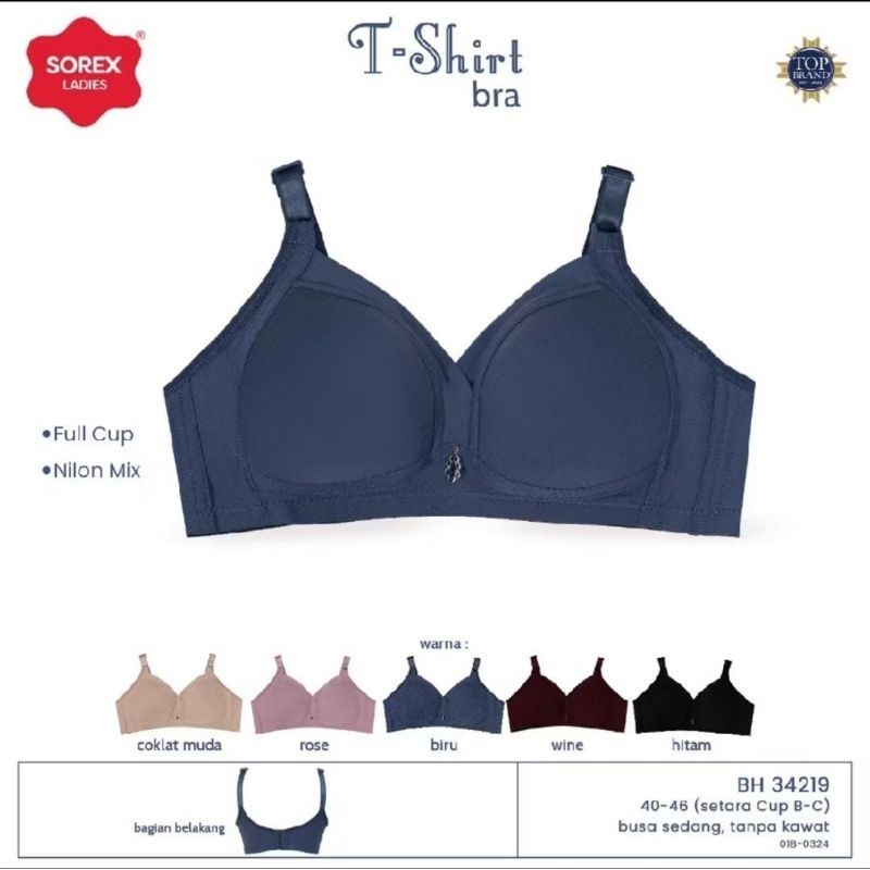 SOREX BRA BH 34219 | TANPA KAWAT BUSA TIPIS | KAIT 3 CUP BESAR C SIZE 40-46 SUPER SOFT