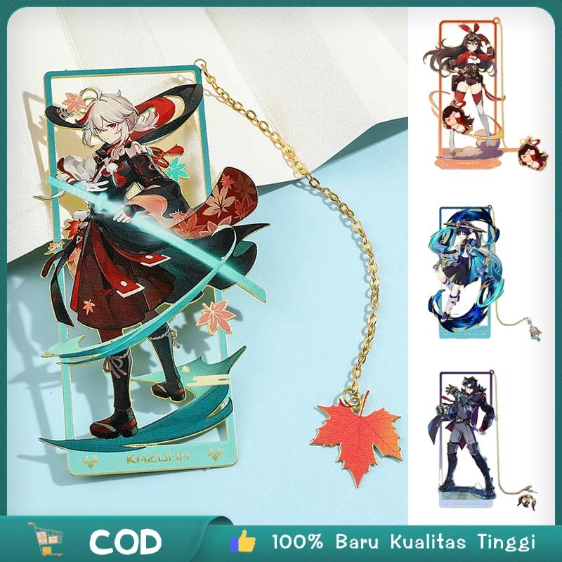 

SLM7 Pembatas Buku Genshin Impact Bookmark Metal Anime Bookmark Besi Pembatas Buku Anime Bookmark