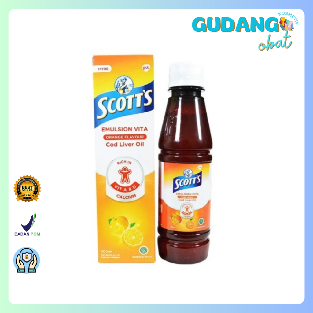 Scott's Emulsion Vita Orange 200 Ml - Scott Emulsion.Minyak Ikan, Multivitamin Anak, Imun Tubuh Anak