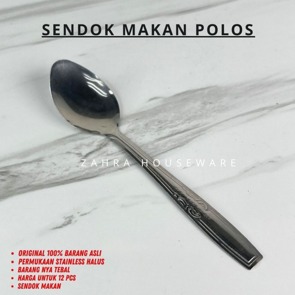 Sendok Makan 12 Pcs 1 Lusin Motif Polos Stainless Stell Sendok Makan Tebal