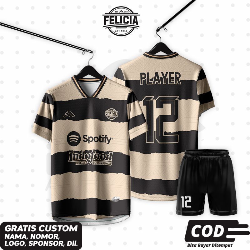 Jersey futsal bola / jersey custom nama / jersey printing coklat hitam