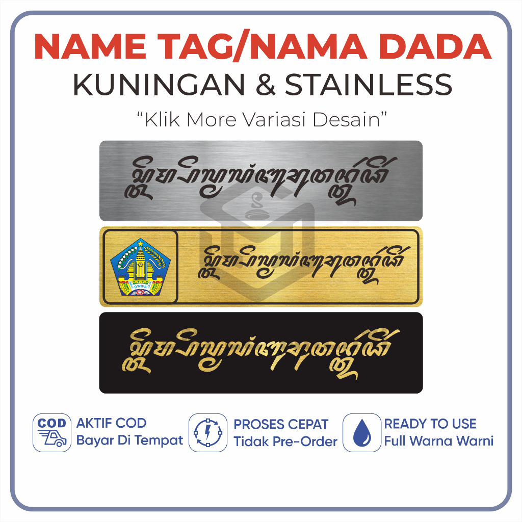 

NAMA DADA/NAMETAG KUNINGAN, STAINLESS FREE DESAIN 8 X 2cm